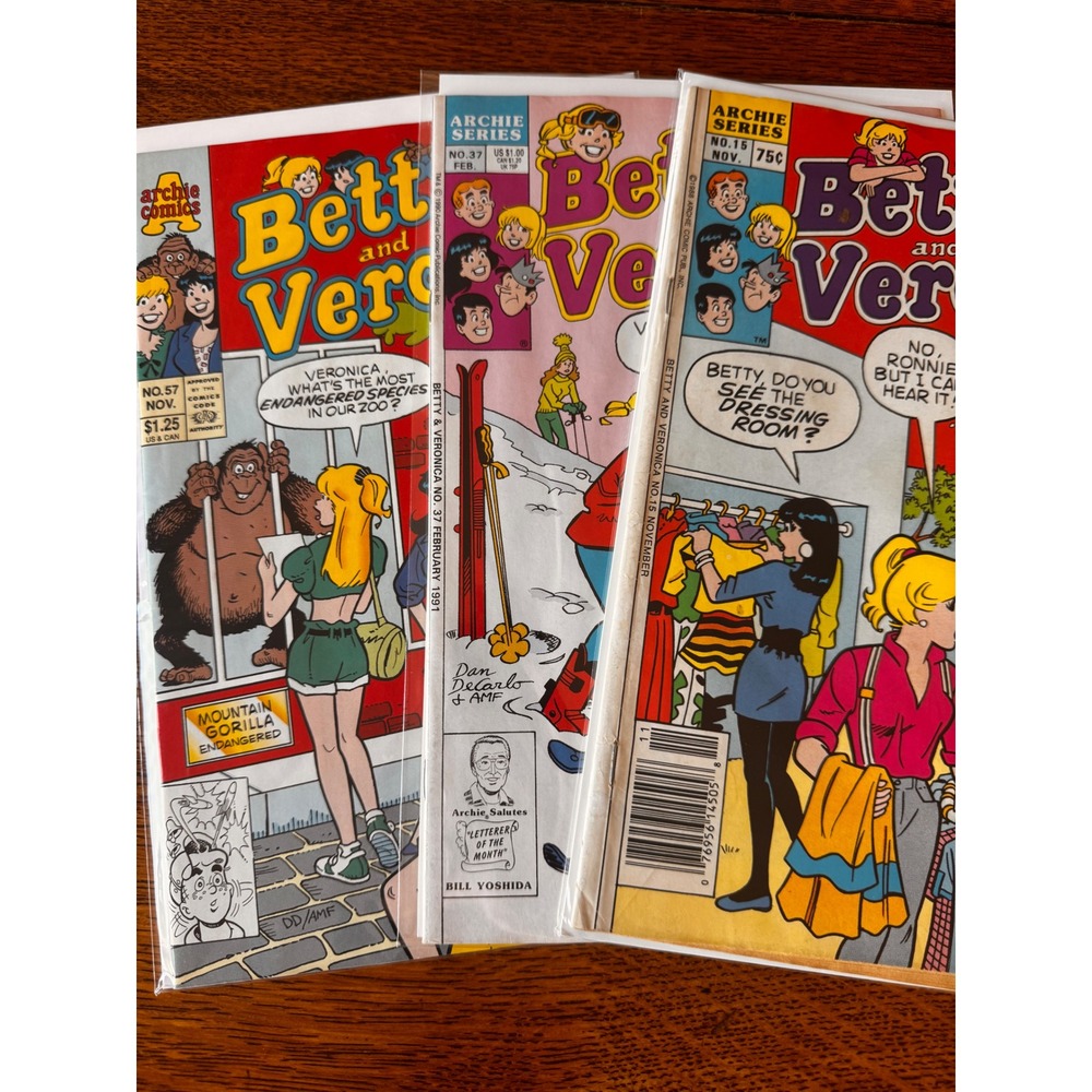 Betty and Veronica Comic Lot #15 #37 #57 Copper Age 1988-1991 Dan DeCarlo Archie